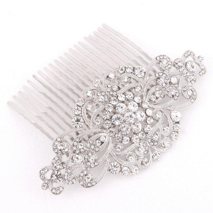 Mariage - Bridal Hair Comb Rhinestone Wedding Headpiece Hair Comb Bride Hair Accessory Crystal Wedding Jewelry Art Deco Bridal Hairpiece Silver