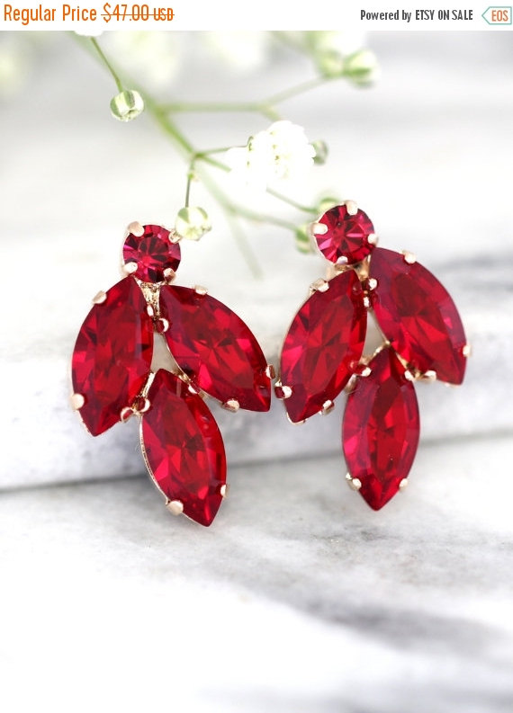 Свадьба - Ruby Earrings, Ruby Red Earrings, Bridal Ruby Earrings, Swarovski Ruby Earrings, Bridesmaids Earrings,Cluster Ruby Earrings, Ruby Jewelry