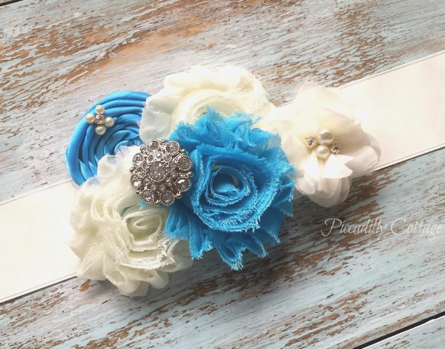 Hochzeit - Turquoise Flower Girl Bridal Sash, Flower Girl Sash, Maternity Sash, Bridesmaid Sash, Custom Sash, Flower Sash, Satin Bridal Sash