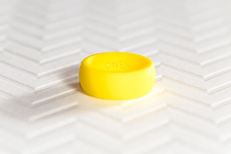 Hochzeit - Personalized Silicone Ring - Yellow Mens Silicone Wedding Band Safe Ring Gift for Men Gift For Him Gift For Husband Gift Personalized