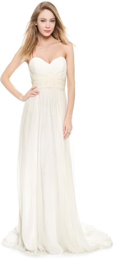 Hochzeit - Marchesa Grecian Strapless Sweetheart Gown