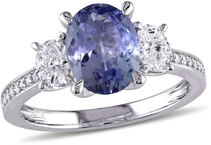 Hochzeit - MODERN BRIDE Womens Purple Tanzanite 14K Gold Engagement Ring