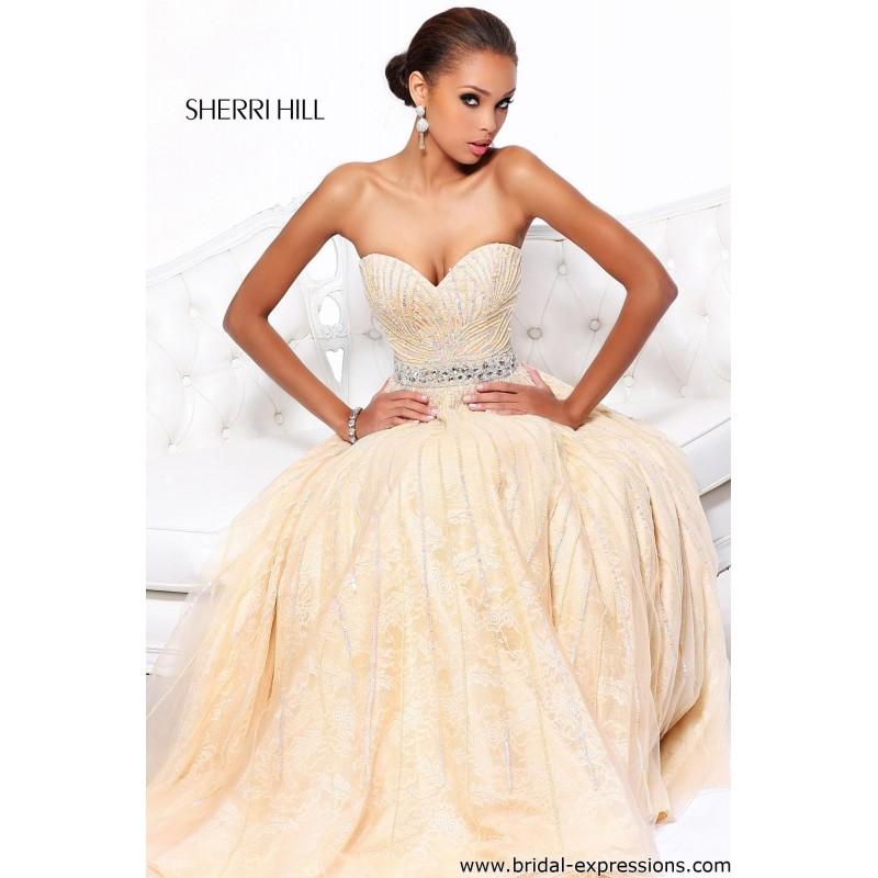Wedding - Sherri Hill 8516 Chiffon Lace Ball Gown Prom Dress - Crazy Sale Bridal Dresses