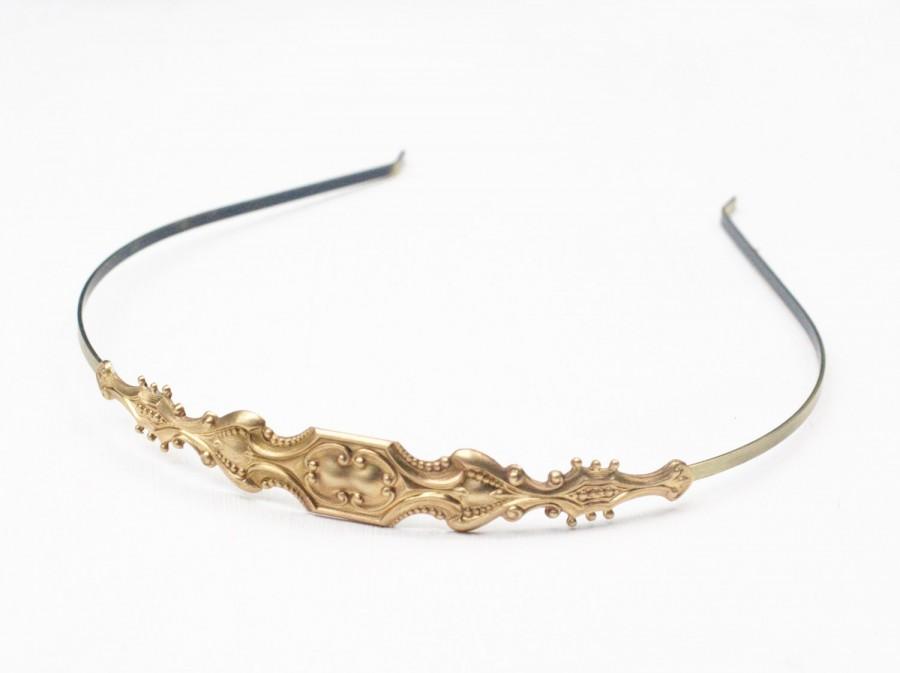 Mariage - Victorian bridal headband golden brass vintage style romantic antique style wedding hair accessory head piece