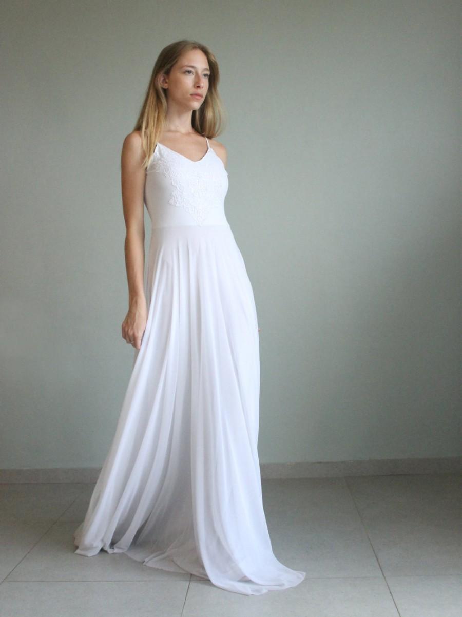 زفاف - Boho ivory lace and tulle bridal gown - Maxi tulle Ivory bridal gown - spaghetti straps ivory lace wedding dress