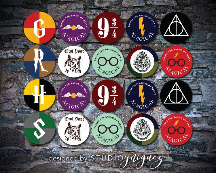 Wedding - Harry Potter Printable Cupcake Toppers or Favor Tags
