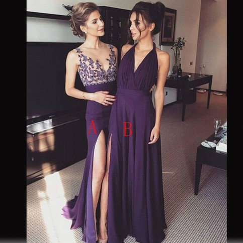 Mariage - Sexy Long Purple Prom Party Dress with Split Side from Dressywomen