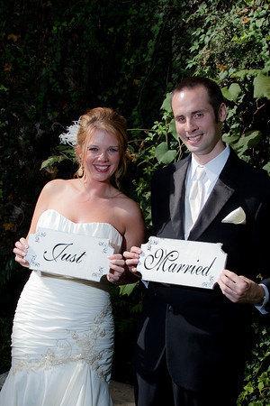 Wedding - Just Married- Wedding signs set of 2 - 12x6 with FREE ribbons for hanging!