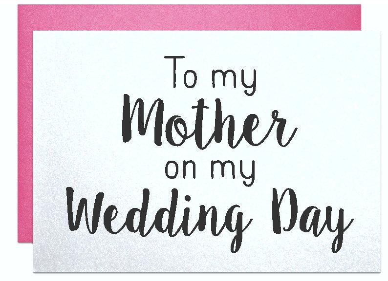Hochzeit - To my mother on my wedding day wedding thank you card parents of the bride groom gift note to my mom dad