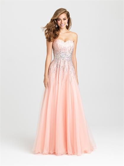 Свадьба - Gorgeous Strapless A-line Beaded Tulle Prom Dress PD3197