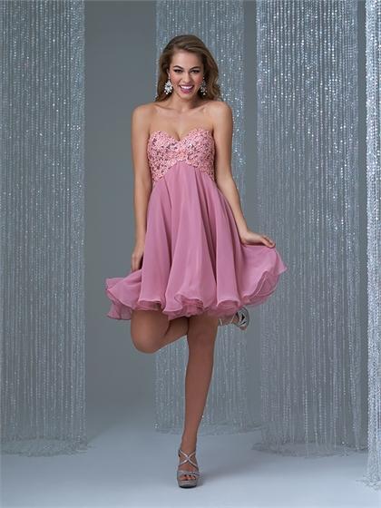 Свадьба - Sparking Embroidery at Empire Bodice Tulle and Chiffon Prom Dress PD3212