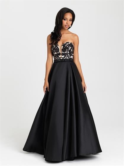 زفاف - Ball Gown daring neckline Appliques Satin Prom Dress PD3211