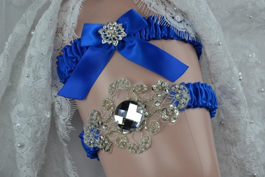 Свадьба - Wedding Garter,Bridal Garter, Royal Blue Bridal Garter