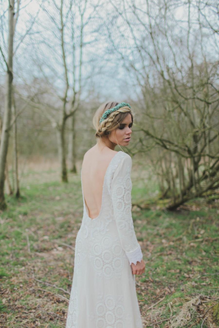 زفاف - Meadow - Bohemian Luxe Hand Embroidered Crochet Lace Wedding dress