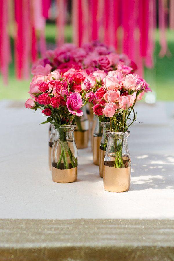 Mariage - DIY Gold Painted Vases
