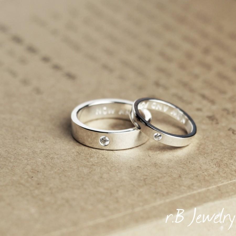 Wedding - Matching Promise Rings, His and Her, Anniversary Gift, Gift For Couples, Promise Rings, Couples Ring, Couples Rings Set, Personalized