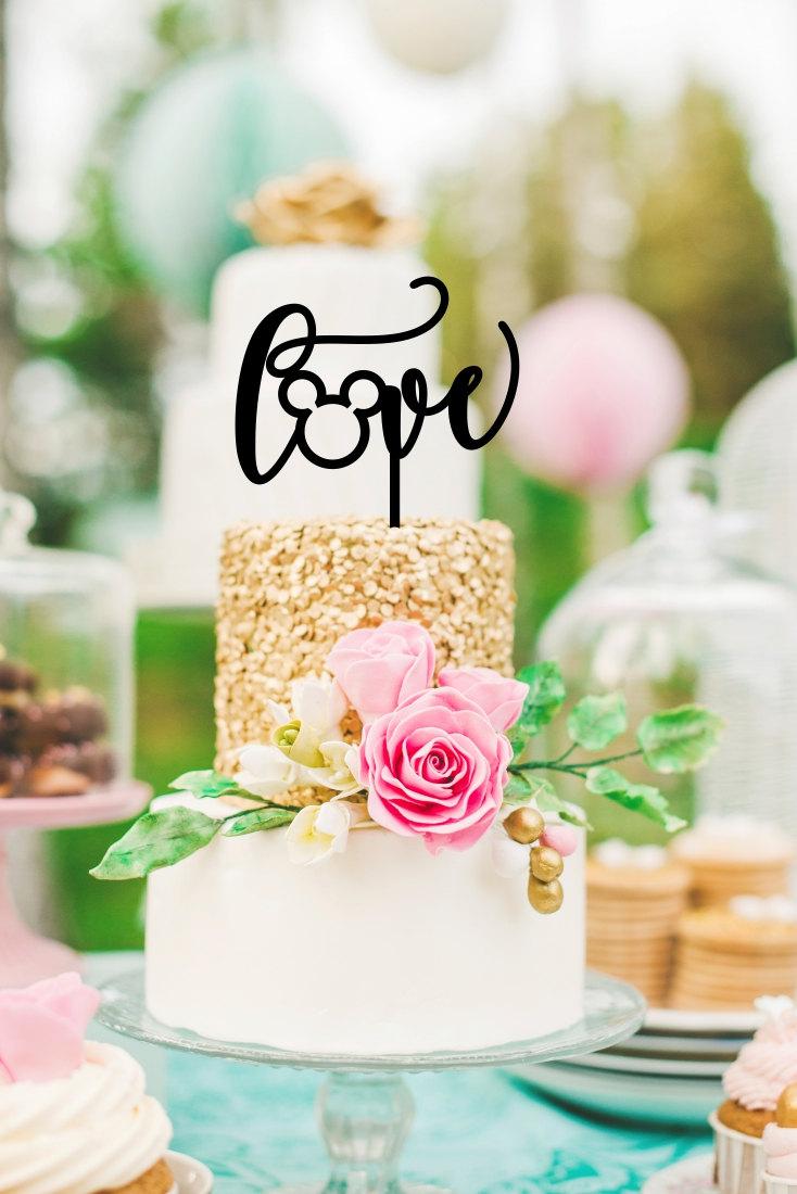 Hochzeit - Mickey Wedding Cake Topper - Love Cake Topper