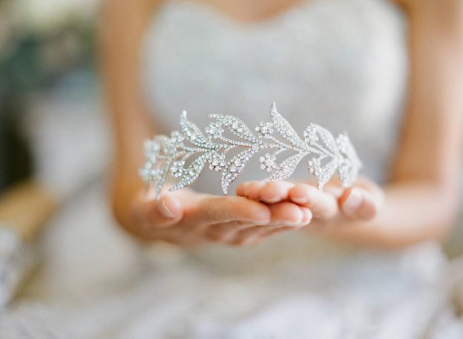 Mariage - Bridal Tiara -  Lady MARY, Swarovski Bridal Tiara, Leaf Tiara, Downton Abbey Tiara, Wedding Tiara, Bridal Crown, Lady of the Manor Headpiece