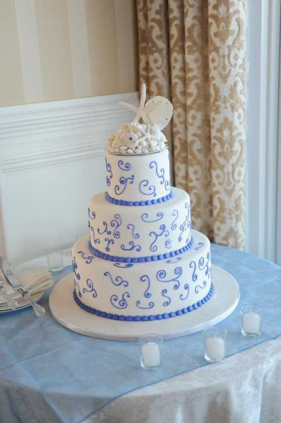 Wedding - White Starfish and Seashell Beach Wedding Cake Topper