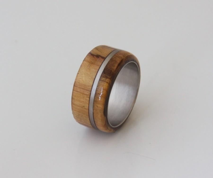 Wedding - Titanium Ring Titanium & Olive Wood // Exotic Hardwood Ring  Men's Wedding Band wood wedding ring engagement ring alternative   Band SIZE 9