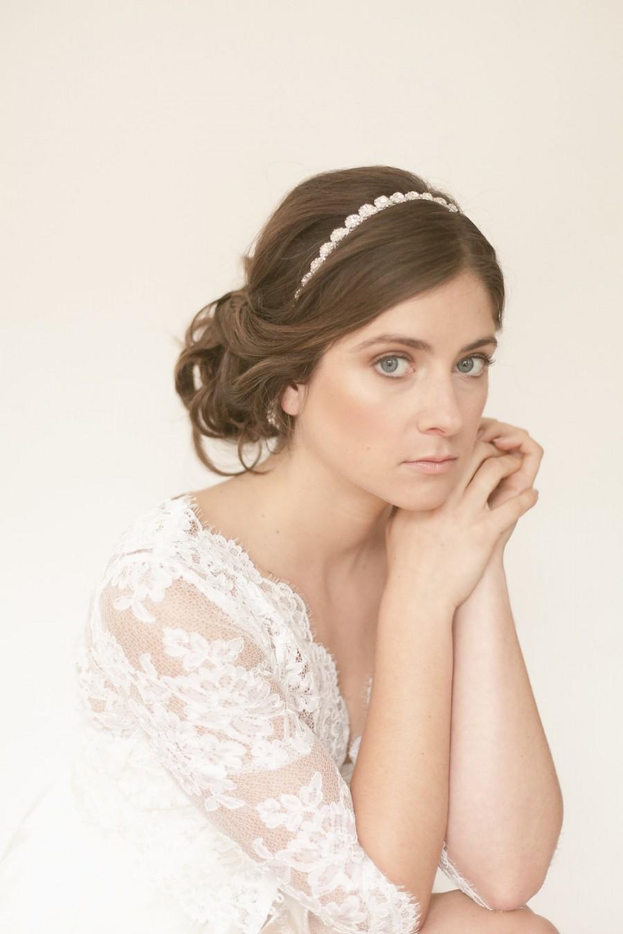 زفاف - White Diamond - G. Rhinestone filled crystal diamond sparkling dazzling gem stone halo headband sash wedding bridal headpiece comb hair