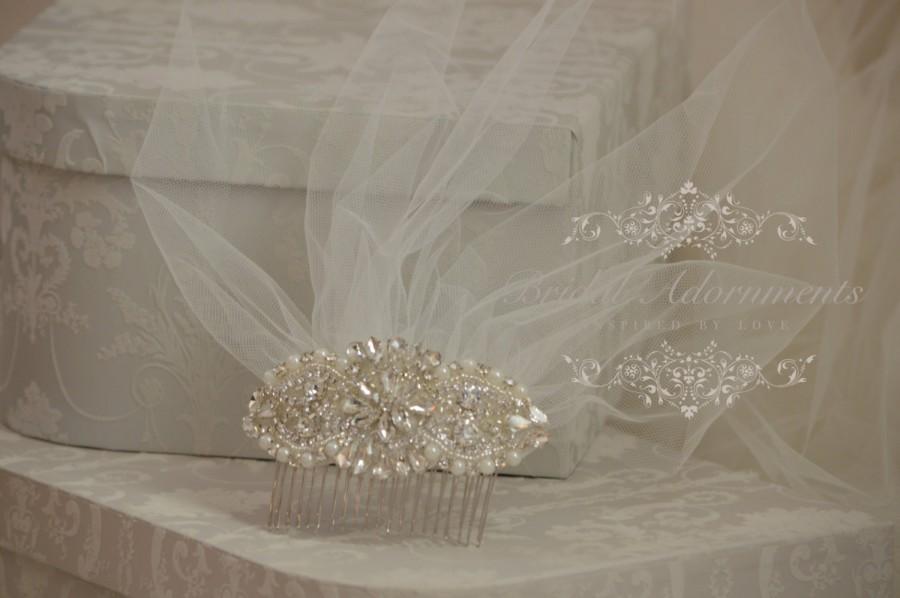 Hochzeit - Bridal Ivory Tulle Birdcage Veil, Vintage Style Petite Veil Wedding tulle veil