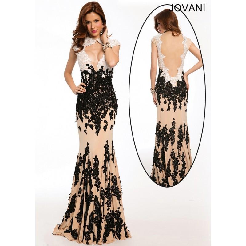 زفاف - Jovani 3048 Plunge Back Lace Gown - 2017 Spring Trends Dresses