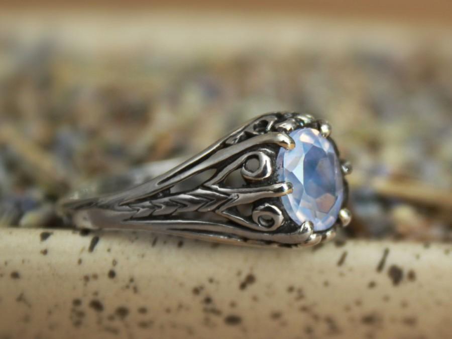 زفاف - Size 6 - Victorian Filigree Lavender Moon Quartz Ring In Sterling Silver - Engagement Ring or Promise Ring -  Gift For Her - Ready To Ship