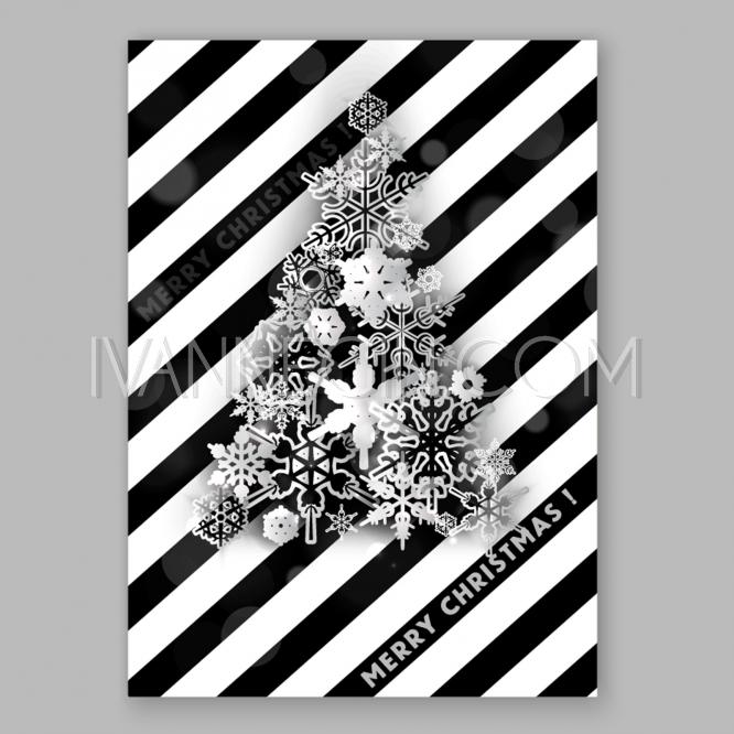 Mariage - Christmas Glowing Lights. Merry Christmas and Happy New Year Card Xmas Decorations. Blur Silver Snow - Unique vector illustrations, christmas cards, wedding invitations, images and photos by Ivan Negin