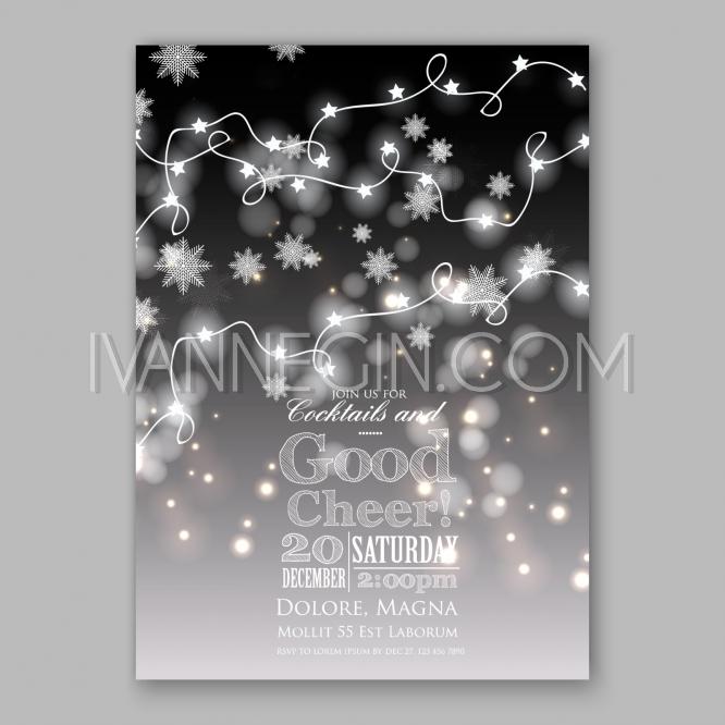 Wedding - Christmas Glowing Lights. Merry Christmas and Happy New Year Card Xmas Decorations Snowflake - Unique vector illustrations, christmas cards, wedding invitations, images and photos by Ivan Negin