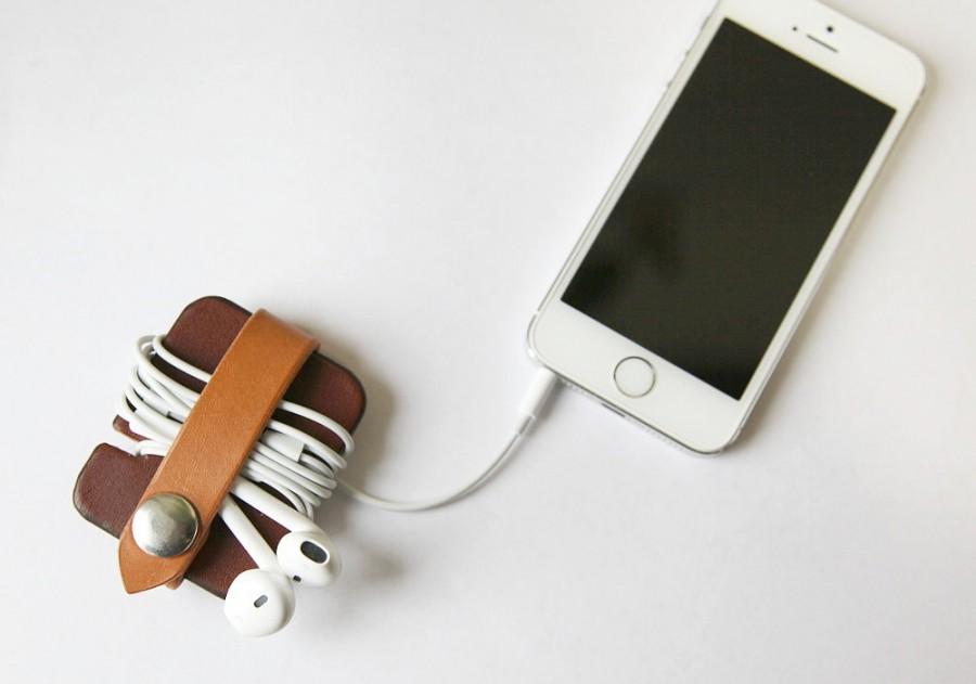 Wedding - Leather Cord Organizer // Cable Keeper // Coworker Gift // Tech Accessory