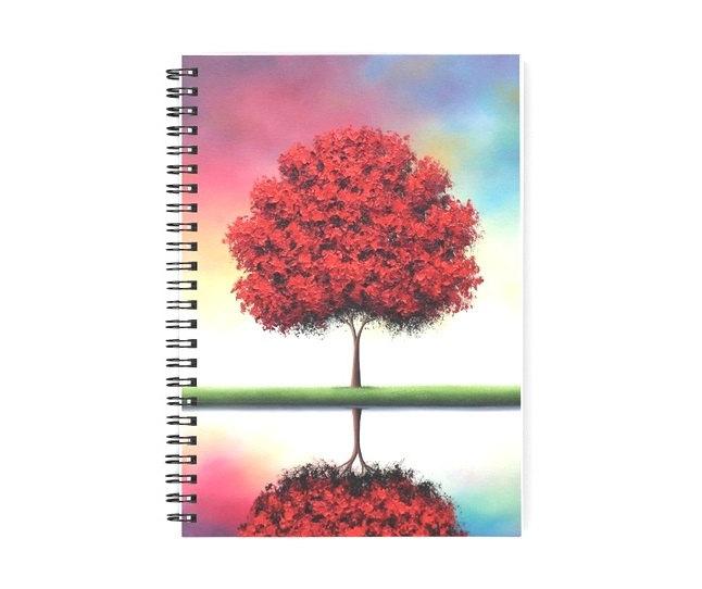 زفاف - Colorful Red Tree Notepad, Spiral Notebook, Tree Notebook, Bullet Journal, Rainbow Sky Journal, 6x8" Spiral Journal, Artsy Stocking Stuffer