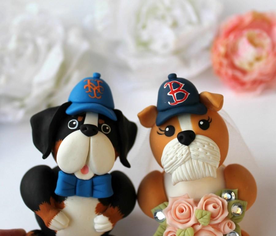 زفاف - Wedding dog cake topper, custom bride and groom figurines, Bulldog and Bernese cake topper, cake topper with dog