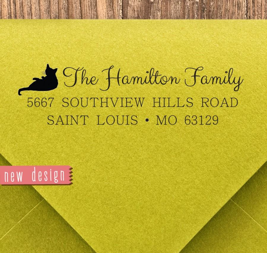 Mariage - CUSTOM address STAMP from USA for cat Lover, pre inked stamp, Wedding Stamp, rsvp stamp return address stamp with proof, Houesewarming d5-30