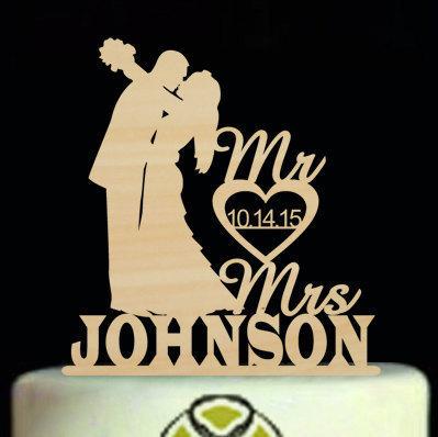 Wedding - Wedding Cake Topper, Silhouette Cake Topper,Mr and Mrs Cake Topper,Custom Mr and Mrs Surname Wedding Cake Topper,Couple Nmae Cake Toppers