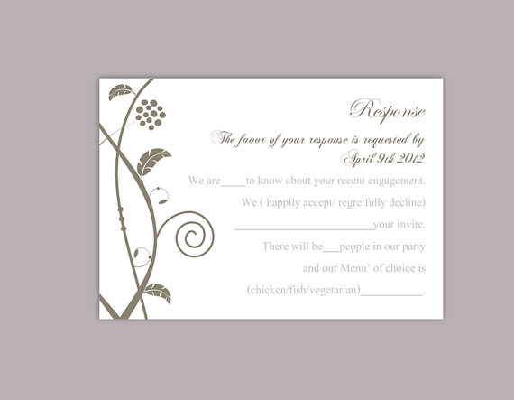 Wedding - DIY Wedding RSVP Template Editable Word File Instant Download Rsvp Template Printable RSVP Cards Black Gray Rsvp Card Elegant Rsvp Card