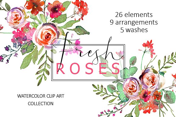 Wedding - Spring Watercolor Florals Clipart