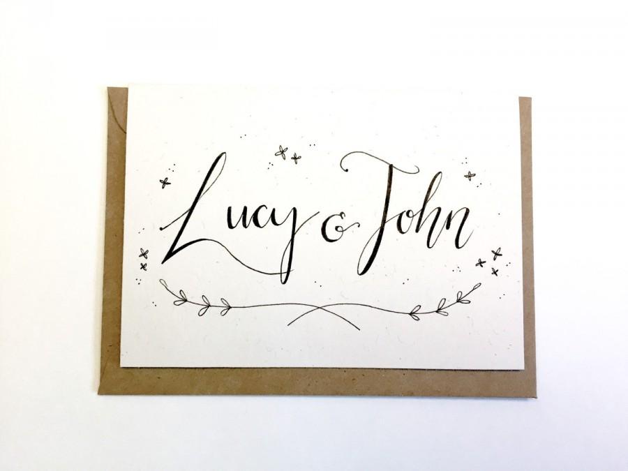 زفاف - Personalised wedding card, hand drawn, typography