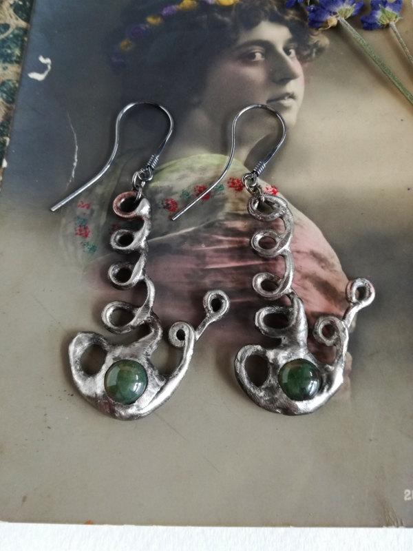 Hochzeit - Agate Earrings Cup of Coffee , Artistic earrings. Gemstone jewelry, Bustani Boho Jewelry, Great gifts, Gift for her, Bustani