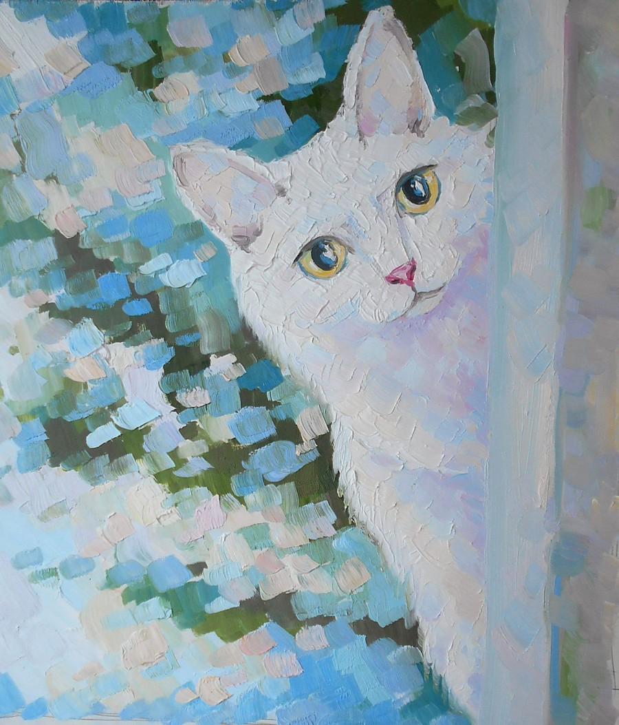 Белая кошка в живописи