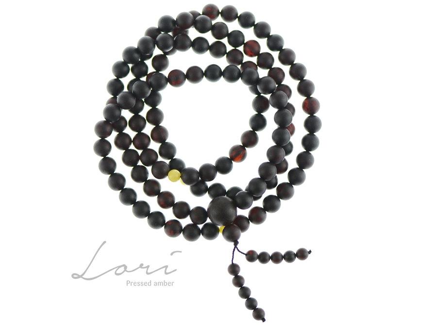Свадьба - Buddhist mala prayer amber rosary. Baltic amber rosary. Black color raw beads of amber. Tibetan Buddhist rosary. Pressed amber. RM12