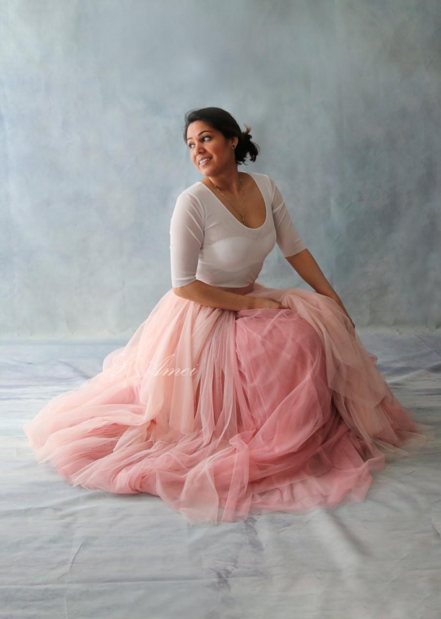 Wedding - Skirt Only! Hand Made Rustic Flower Blush Vintage Tulle Dream Floor Length Skirt