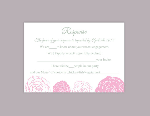 Hochzeit - DIY Wedding RSVP Template Editable Word File Instant Download Rsvp Template Printable RSVP Cards Rose Pink Rsvp Card Floral Rsvp Card
