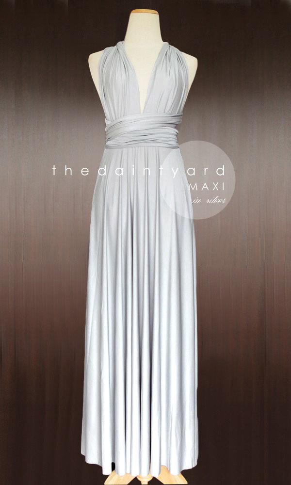 زفاف - MAXI Silver Bridesmaid Dress Convertible Dress Infinity Dress Multiway Dress Wrap Dress Wedding Dress Full Length Prom Dress Twist Wrap