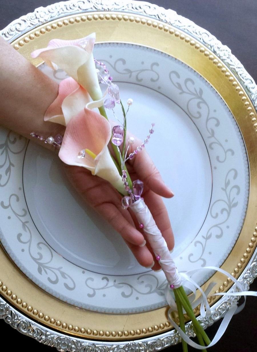 Mariage - Cascading Bouquet,Calla Lily Bouquet,Pink Bouquet,Blush Bouquet,Bridesmaid Bouquet,Prom Bouquet,Flower Girl,Toss Bouquet,Maid of Honor