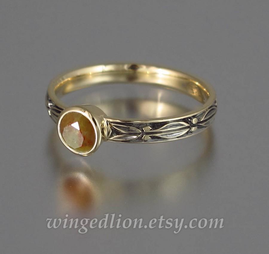 Wedding - AUGUSTA 14K gold Brown Diamond engagement ring