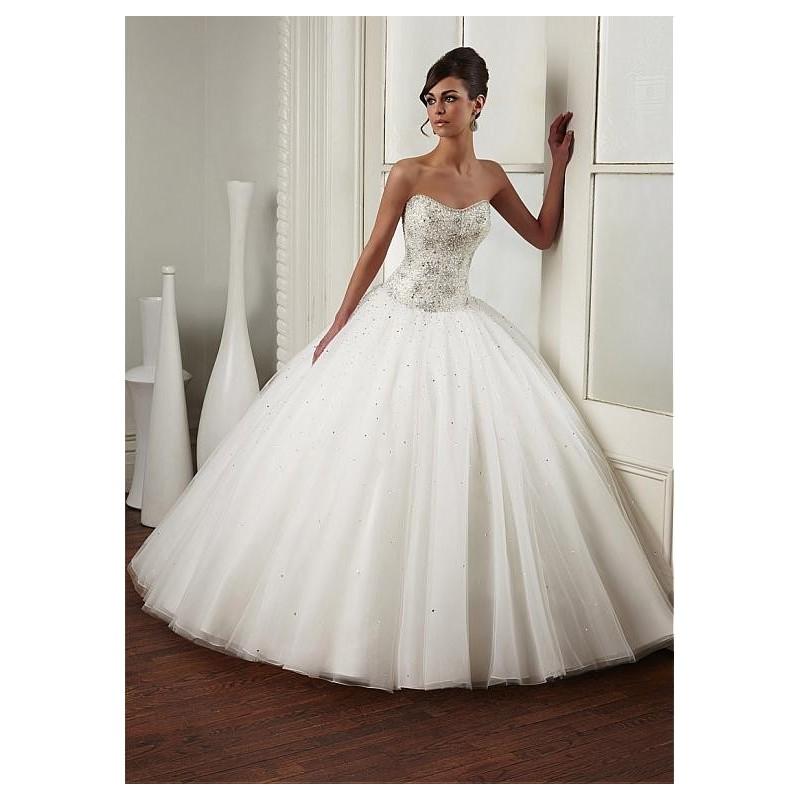 زفاف - Gorgeous Tulle Sweetheart Neckline Dropped Waistline Ball Gown Wedding Dress With Beadings & Rhinestones - overpinks.com