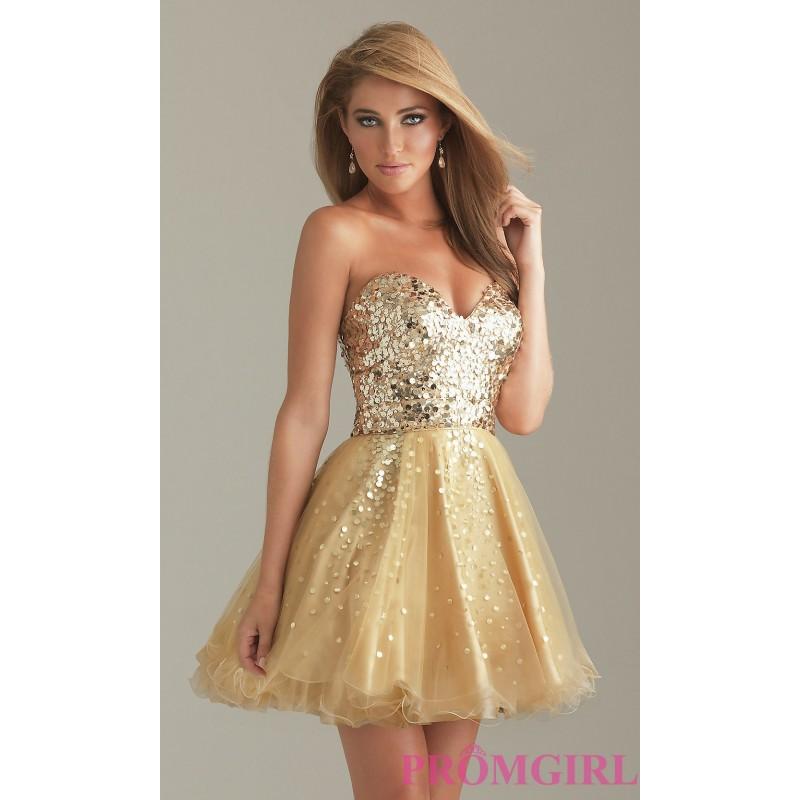 Wedding - Short Gold Party Dress by Night Moves 6498 - Brand Prom Dresses