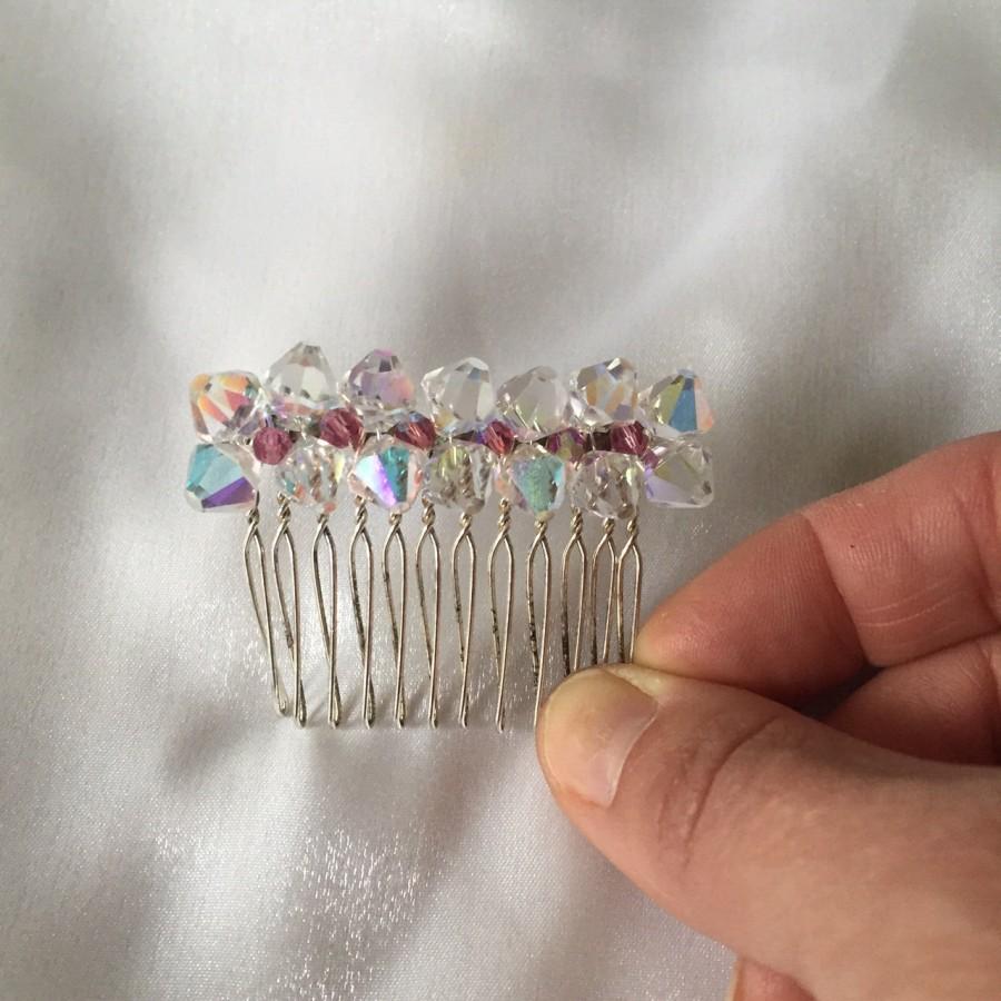Свадьба - Large Austrian Crystal Wire Wrapped Hair Comb Handmade Beaded Wedding Accessories Hair Accessories Hair Jewelry Bridal Accessories