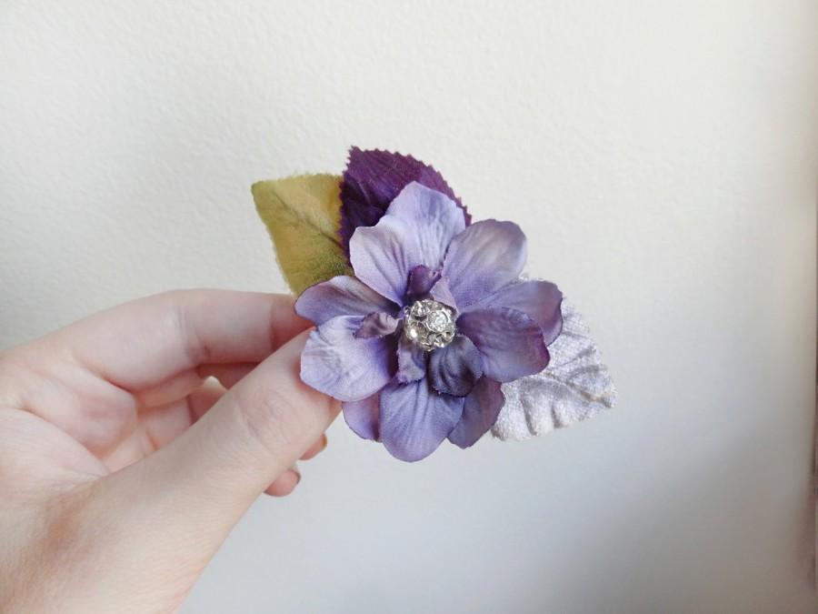 Mariage - bridesmaid jewelry, bridesmaid hair clip, lavender wedding, purple hair clip, purple hair flower, lavender bridesmaid, silver hair flower